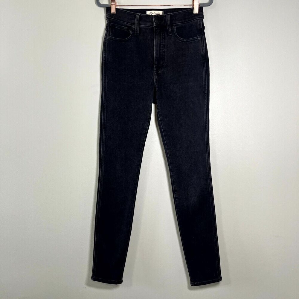 MADEWELL SIZE 27T 10" WOMENS HIGH RISE SKINNY BLACK JEANS MA986 MEASURE : 27x30
